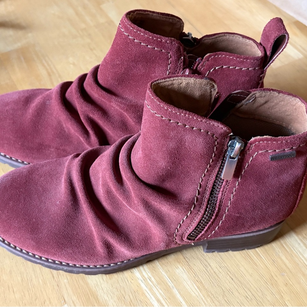Clarks Red Suede Waterproof Boots